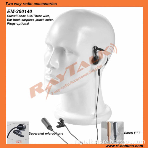 Two Way Radio Three Wire Earpiece Earhook With Microphone